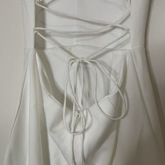 NEW! Hello Molly Take the Reigns White ruffle hem lace back mini dress US 6 Med - Picture 7 of 8